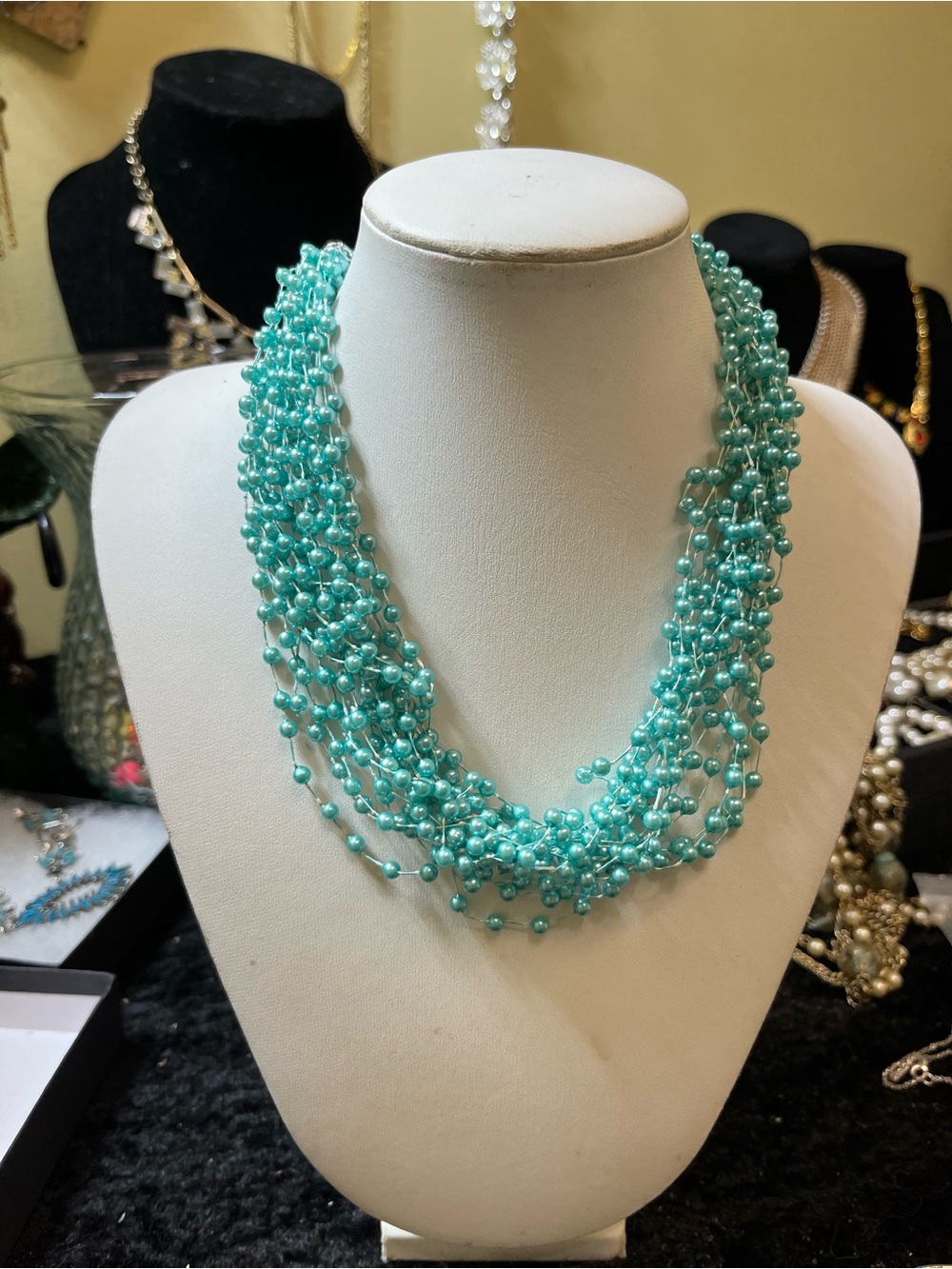 Turquoise Multi-Strand Beaded Necklace by